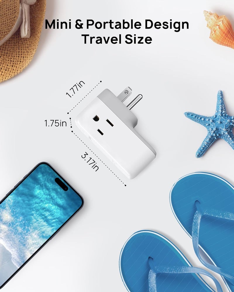 TROND Outlet Extender with 360 Rotating Plug, 3 AC Plug Splittet, Cruise Ship Essentials No Surge Protector with 4 USB Outlets, Compact for Carnival, Princess, Norwegian, MSC & Major Ship Lines - Image 5